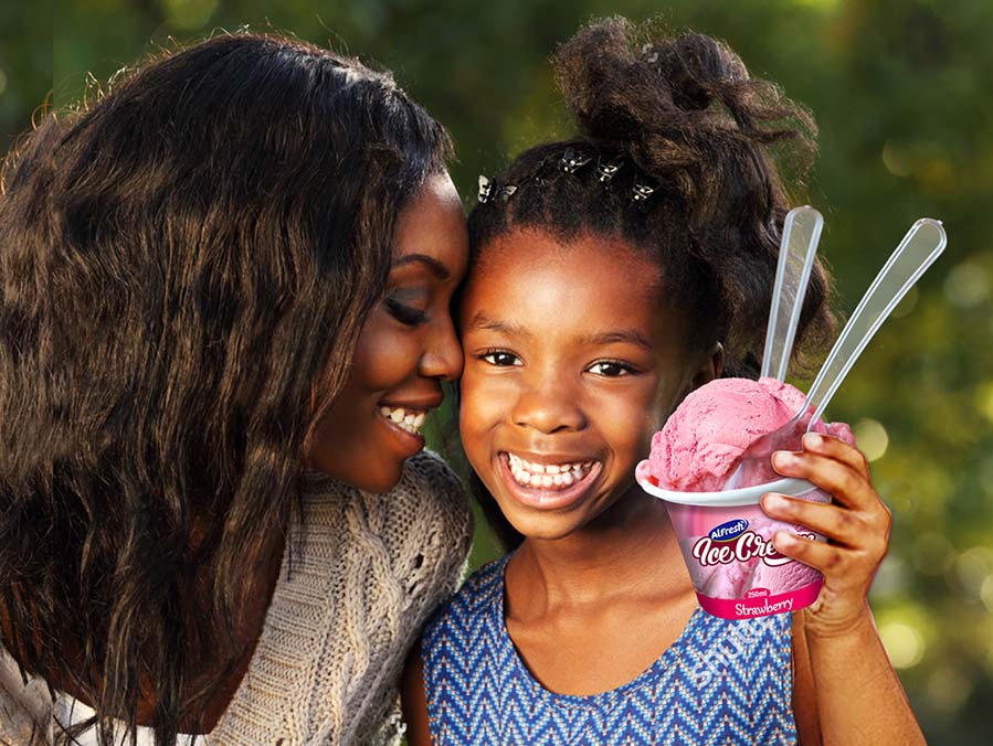 Mother and daughter enjoying Alfresh Strawberry Ice Cream